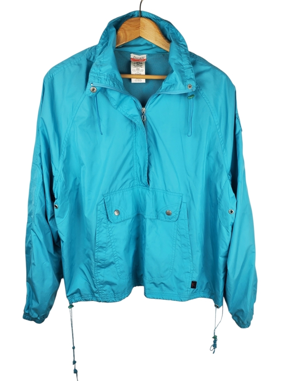 Vintage Danskin Teal Pullover Windbreaker Anorak Jacket - Women’s XL. #262
